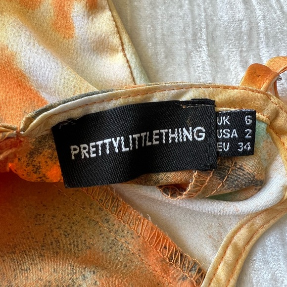 Pretty Little Thing Orange TieDye Structured Corset Top Size 2 - Picture 3 of 6